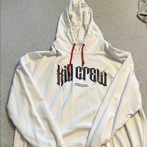 Kill Crew White Hoodie with Red Drawstrings